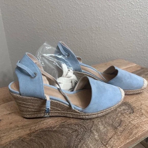 SCHUTZ Sky Blue Suede Espadrille Wedge Sandals - Picture 3 of 7